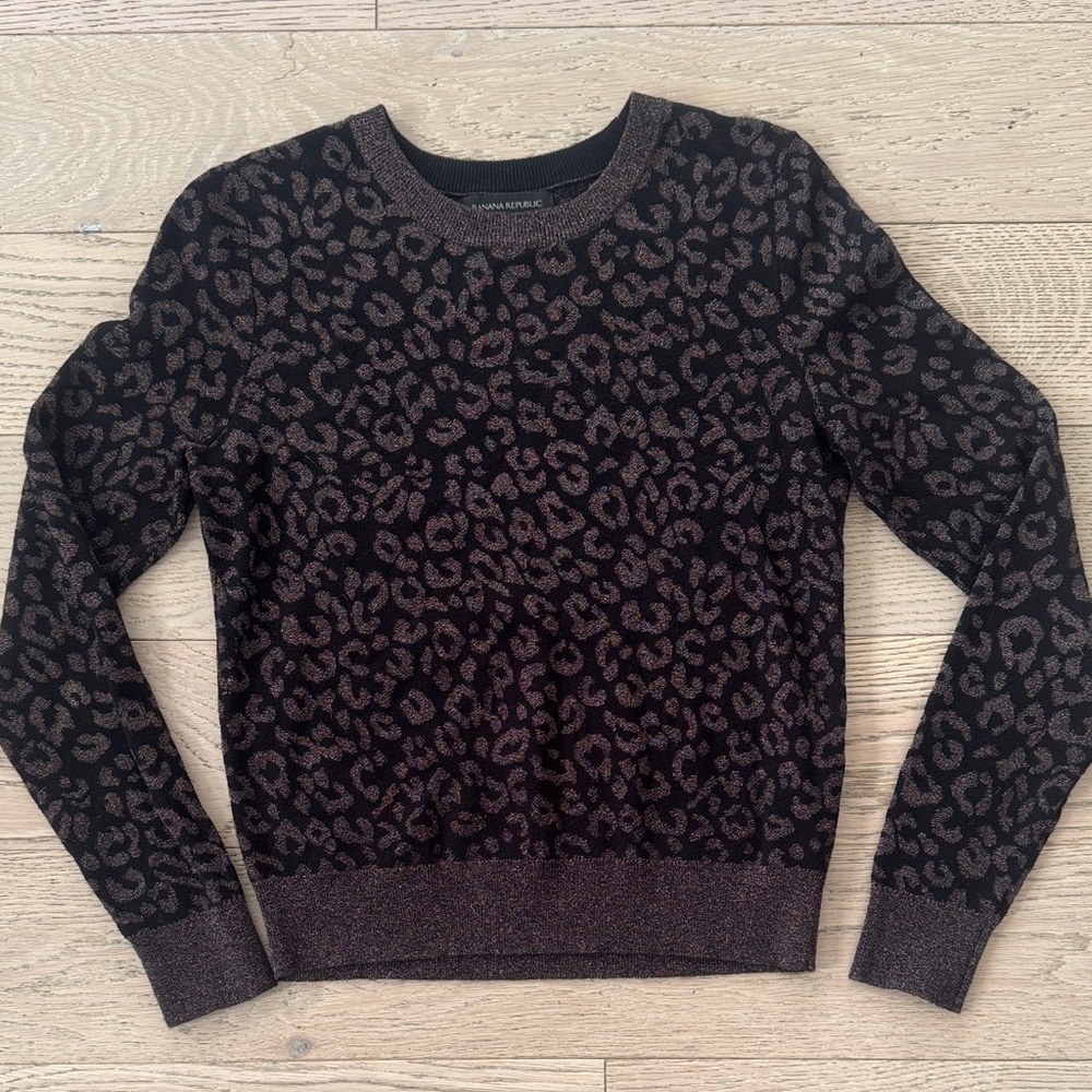 Banana Republic Leopard Print Sweater - Black and Brown